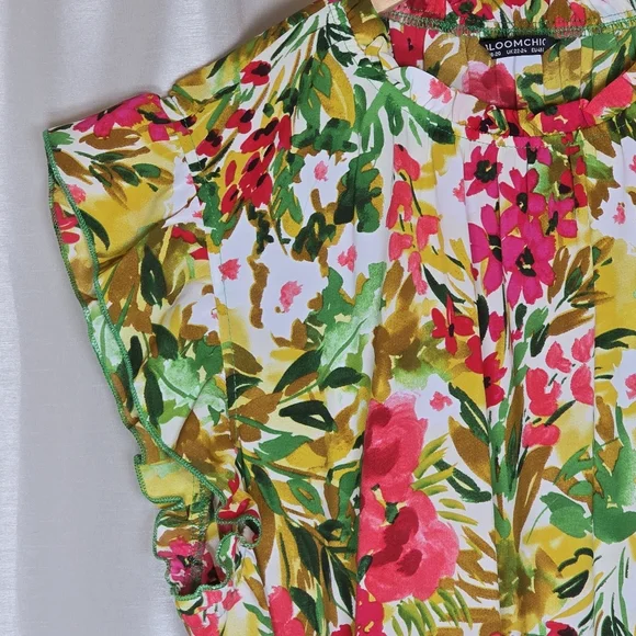 BloomChic Women's Floral Midi Ruffle Dress Sleeveless Multi-Color Size 18-20 New - Picture 5 of 11